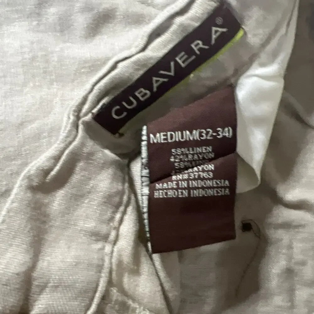 Cubavera Linen Blend Men's Beige Pants Size M (32-34) Beach Wear Comfort Hipster - Picture 3 of 8